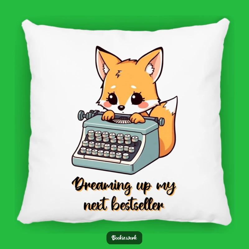 Funny Fox Typewriter Pillow: Cozy Writer's Comfort, Perfect Decorative Gift