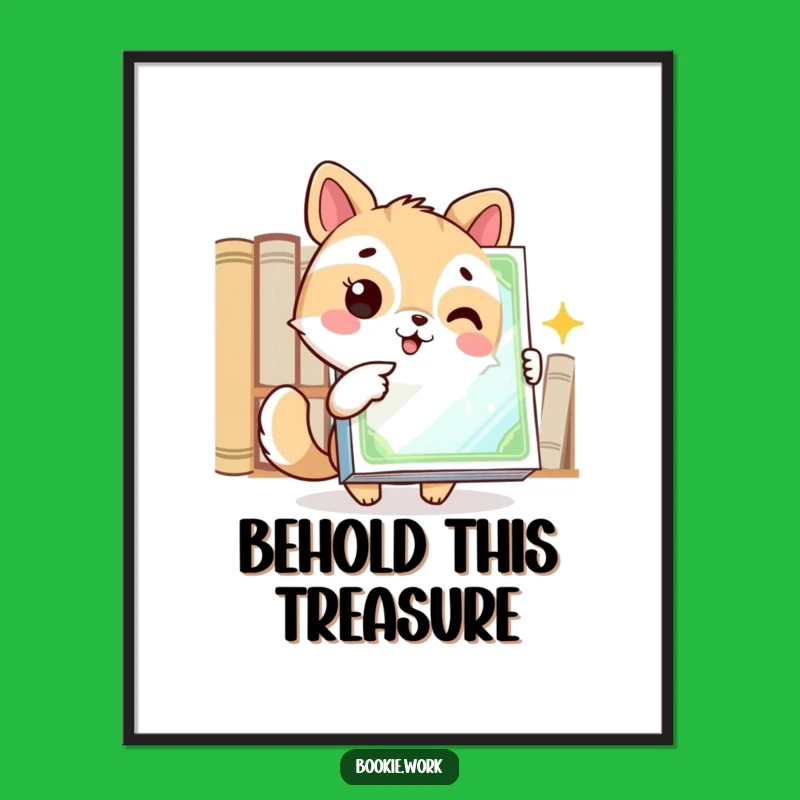 Funny Book Lover Art Print: Animal's Excitement for Gleaming Cover
