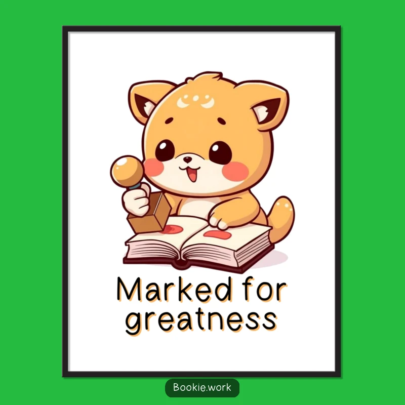 Funny Stamp of Approval Art Print: Whimsical Animal Publisher's Decor