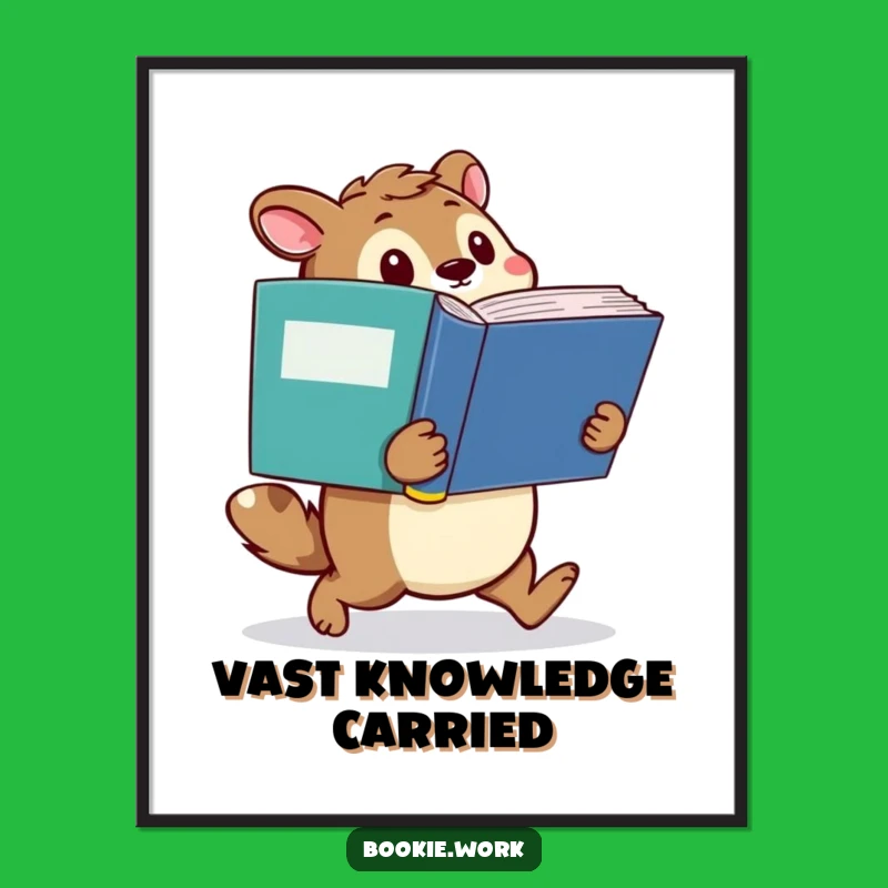 Funny Knowledge Art Print: Determined Animal's Dictionary Journey