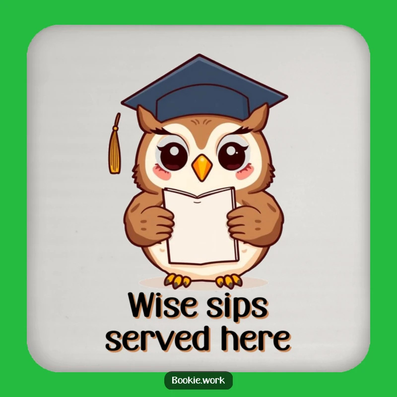 Funny Owl Graduate Coaster: Author's Accessory, Cute Literary Gift