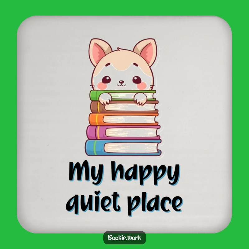 Funny Shy Book Lover Coaster - Protect Surfaces Quietly!