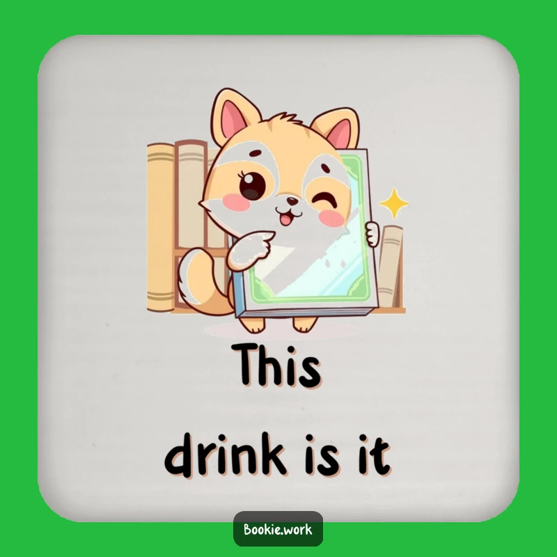 Funny Book Cover Coaster: Animal's Excited Point to Gleaming Art