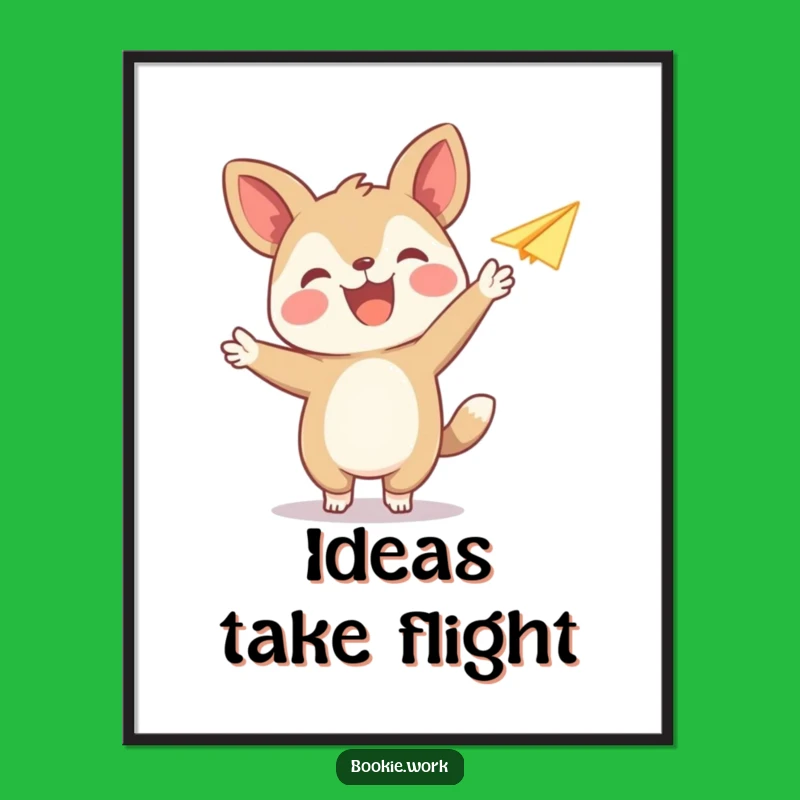 Funny Paper Airplane Poster: Whimsical Animal Publisher Art, Fun Wall Decor