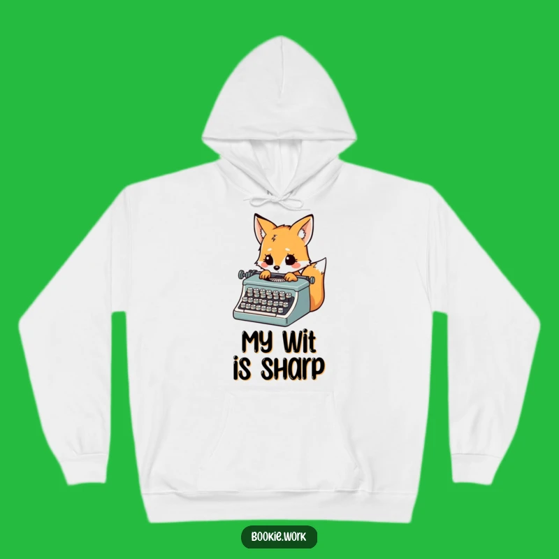 Funny Fox Typewriter Hoodie: Cozy Writer's Sweatshirt, Perfect Gift