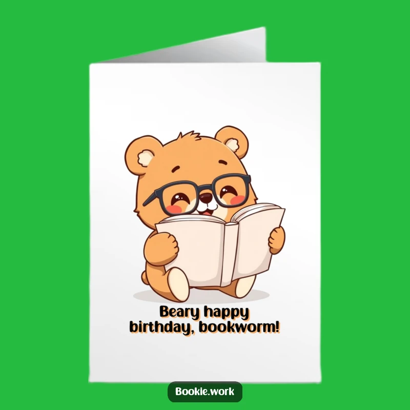 Free Printable Bear Reading Birthday Card: Funny Downloadable Gift for Book Lovers