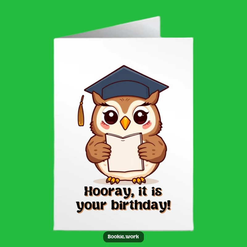 Free Printable Owl Graduate Birthday Card: Funny Downloadable Book Lover Gift