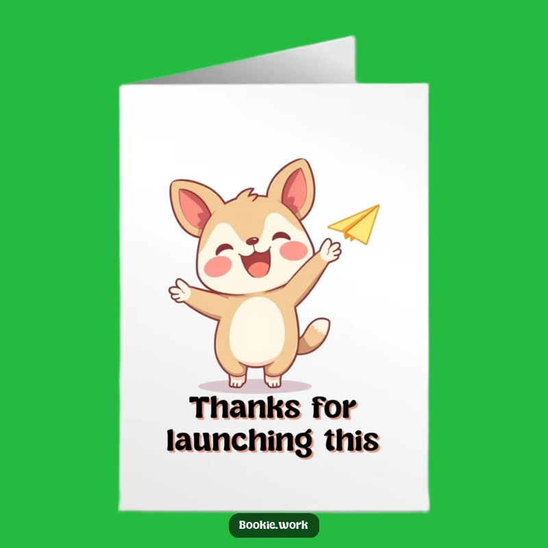 Free Printable Thank You Card: Flying Paper Airplane Animal, Funny Downloadable Gift